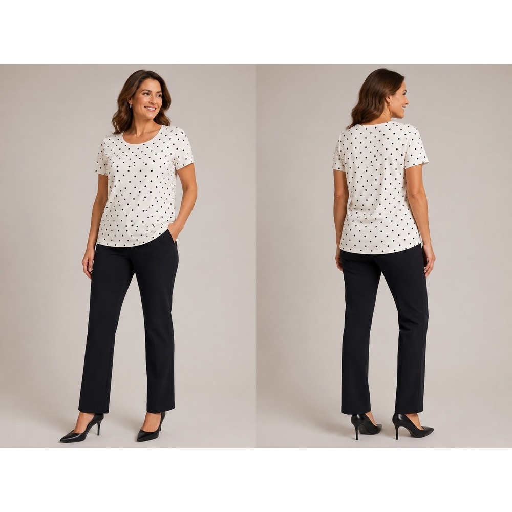 White Stag XL Polka Dot T-Shirt‎ White Black Cotton Casual Tee 16-18 Super Cute
